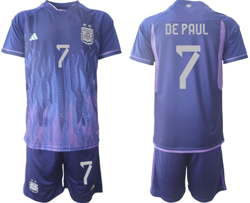 Men 2022 World Cup National Team Argentina away purple #7 Soccer Jersey